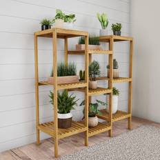 Pure Garden Multi-Level Freestanding 9-Shelf Bamboo Plant