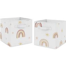 Gold Storage Boxes Kid's Room Sweet Jojo Designs Rainbow Foldable Fabric Storage cube Boxes Organizer