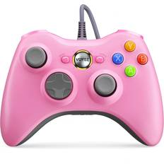 None VOYEE Wired Controller for PC Windows 10/8/7 with Upgraded Joystick Double Shock Enhanced (Pink)