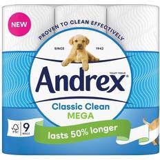 Toilet tissue Andrex Classic Clean Toilet Tissue Mega Roll 9-pack