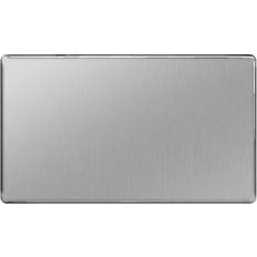 BG Flatplate Screwless 2 Gang Blank-Plate Brushed Steel