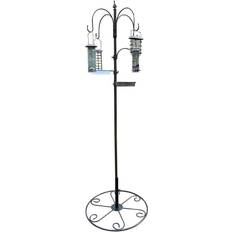 Selections Complete Bird Feeding with 4 Feeders & Round Metal Patio Stand