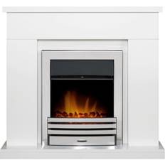 Adam Lomond Fireplace in Pure White with Eclipse Electric Fire in Chrome, 39 Inch