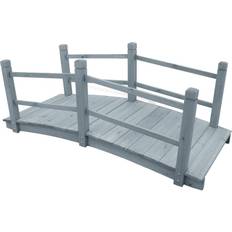 vidaXL Garden Bridge Grey 140x60x56 cm Solid Firwood