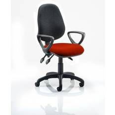 Dynamic Eclipse III Lever Task Operator Chair Black Back Bespoke Seat With Loop Arms In Orange