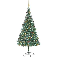 vidaXL LEDs&Ball Set Pinecones Christmas Tree 210cm