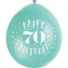 Unique Party Happy 70th Birthday Balloons, 9in, Assorted, Pack of 10