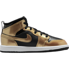 Nike Air Jordan 1 Mid SE PS - Black/White/Metallic Gold