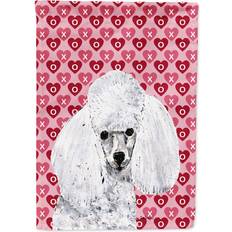 White Toy Poodle Hearts and Love Garden Flag