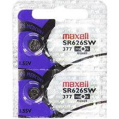 Maxell 2 x SR626SW 377 1.55v Silver Oxide Button Cell Watch Battery Official Genuine