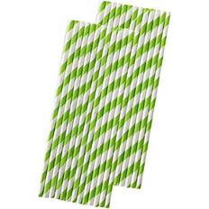 50 Lime Green Stripe Paper Straws
