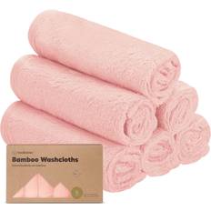 KeaBabies Deluxe Baby Bamboo Washcloths (6 Pack) in Blush Pink 100% Organic