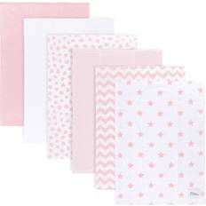 Burp Cloths 6 Pack Large 100% Cotton Washcloths Double Layered Burping Cloths Extra Absorbent and Soft for Boys and Girls by Comfy Cubs (Pink, Pack of 6)