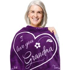 Gifts for Grandma Blanket, Grandma Gifts from Grandkids, Best Grandma Christmas Gifts, Grandma Birthday Gifts from Grandchildren, Gifts for Grandmother, Throw Blanket 65”x50” (Purple)