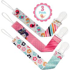 Liname Baby Girls Universal 2-Sided Dummy Clip x3