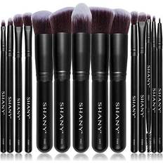 Shany Black Bombshell 14-Piece Brush Set Elite Cosmetics Brush Collection Complete Kabuki Makeup Brush Set in Black 14 PCS