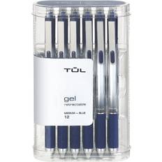 Silver Gel Pens Tul Gel Pens, Retractable, Medium Point, 0.7 mm, Gray Barrel, Blue Ink, Pack Of 12