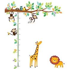 Decowall DW-1402 Little Monkeys Tree and Animals Height Growth Chart