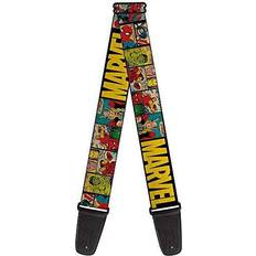 Buckle-Down GS-WAV042 Marvel Comics Guitar Strap -MARVEL Retro Comic Panels Black/Yellow