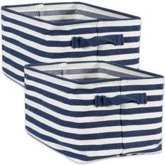 DII Imports Polyethylene Coated Herringbone Laundry Bin Stripe French 2