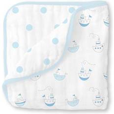 Swaddle Designs Muslin Luxe Blanket Little Ships Pastel Blue