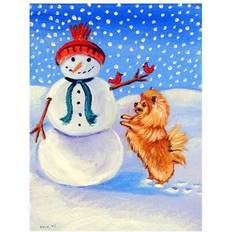 Caroline's Treasures Carolines Treasures 7151GF Snowman with Pomeranian