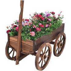 Costway Wood Wagon Flower Planter Pot Stand