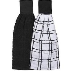 Ritz Solid And Multi Check Tie Kitchen Towel Black