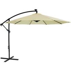 Sunnydaze Outdoor Steel Cantilever Offset Patio Umbrella with Solar Lights Air Vent