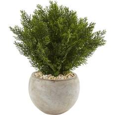 Beige Artificial Plants Nearly Natural 2' Cedar Colored Bowl Artificial Plant