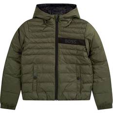 Hugo Boss Kid's Water Repellent Reversible Hooded Jacket with Logo Details