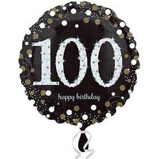 Birthdays Text & Theme Balloons Amscan Black & Gold 100th Birthday Standard Foil Balloons S40