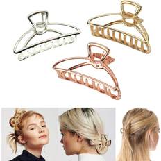 3 PACK Large Metal Hair Claw Clips Hair Catch Barrette Jaw Clamp