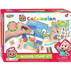 Creative Kids Cocomelon Stamp Set 36 Piece Wooden Stamps Set Includes Ink Pads, Stickers, Markers, Picture Frames Montessori Wood Stamp Birthday Gift Set for Girls Boys Toddlers Ages 3