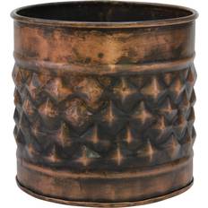 Stonebriar Collection Decorative Diamond Textured Copper Metal Container, Multi-Use Container Flower Artificial Plant