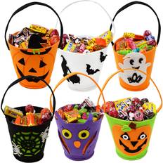 None JOYIN 6 Packs 6.5 Candy Felt Holder Buckets with Handle for Trick-or-Treating Bags Halloween Party Favors Halloween Snacks H