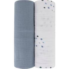 Ely's & Co. Blue Dotties Cotton Muslin Swaddle Blanket 2-pk