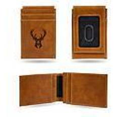 Rico NBA Bucks Laser Engraved Brown Front Pocket Wallet/Money Clip