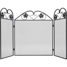 vidaXL 3-panel Fireplace Screen Iron Black