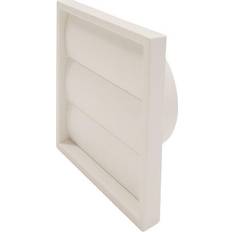 Manrose 150mm/6" External Wall Grille White with Round Spigot and Gravity Shutters 1202W