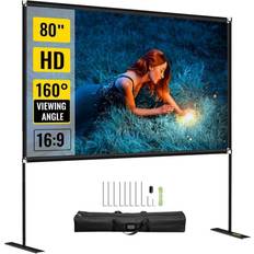 VEVOR Outdoor Movie Screen w/ Stand Portable Movie Screen 80" Projector Screen