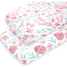 Jersey Cotton Changing Pad Cover Set and Cradle Sheet Set 2 Pack Pink ONE SIZE