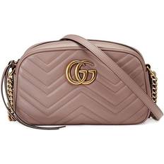 Gucci Small GG Marmont Quilted Shoulder Bag - Pink