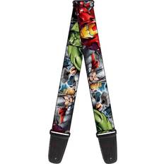 Buckle-Down Guitar Strap Marvel Avengers 4-Superhero Poses CLOSE-UP 2" Wide 29-54" Length