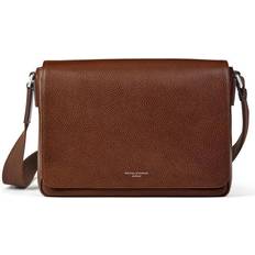 Aspinal of London Men's Finest Quality Full-Grain Leather Brown Reporter Messenger Bag, Size: 9.7x13.8x4.13inches