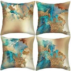 Abstract Cushion Cover Gold, Blue (45x45cm)