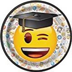 Emoji Graduation Paper Plates 7 in 8ct