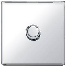 Grey Dimmers Focus Screwless Flat-Plate 1 Gang 400W Dimmer Switch Polished Chrome