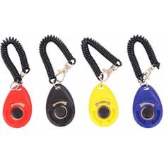 Oypla Multicoloured Pack of 4 Pet Dog Puppy Cat Training Clicker with Wrist Strap