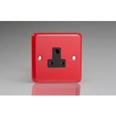 Varilight Pastel 1-Gang 5A Round Pin Socket in Pillarbox Red with Black Inserts- XYRP5AB.PR